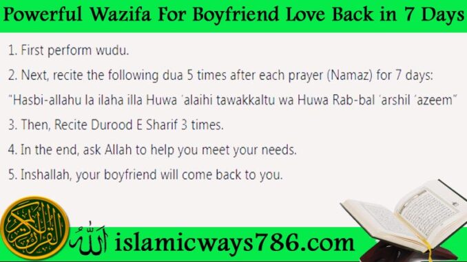 Powerful Wazifa For Boyfriend Love Back in 7 Days