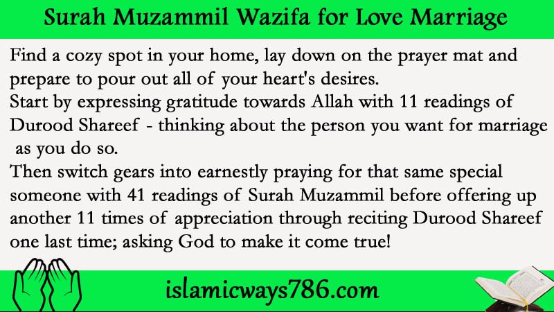 Surah Muzammil Wazifa for Love Marriage