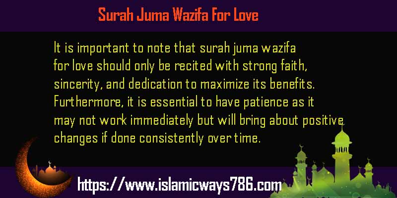 Surah Juma Wazifa For Love
