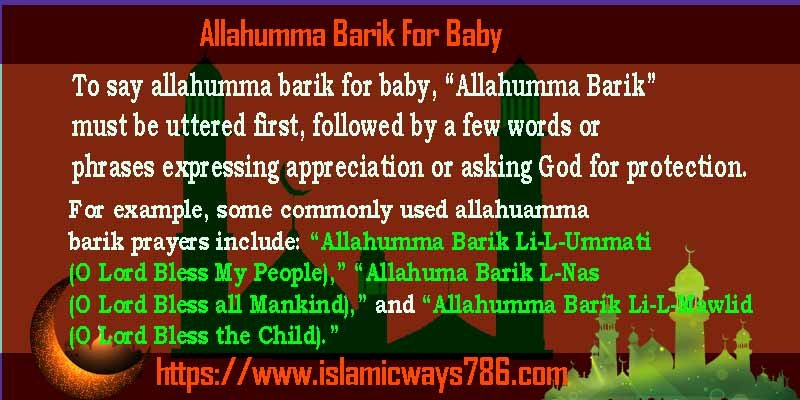 Allahumma Barik For Baby